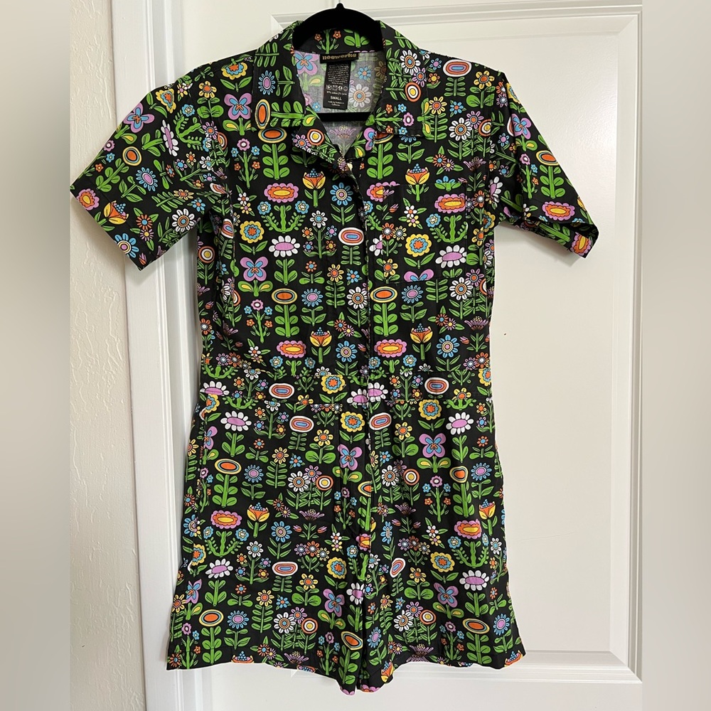 Nooworks Awesome Blossom Shortalls Small EUC